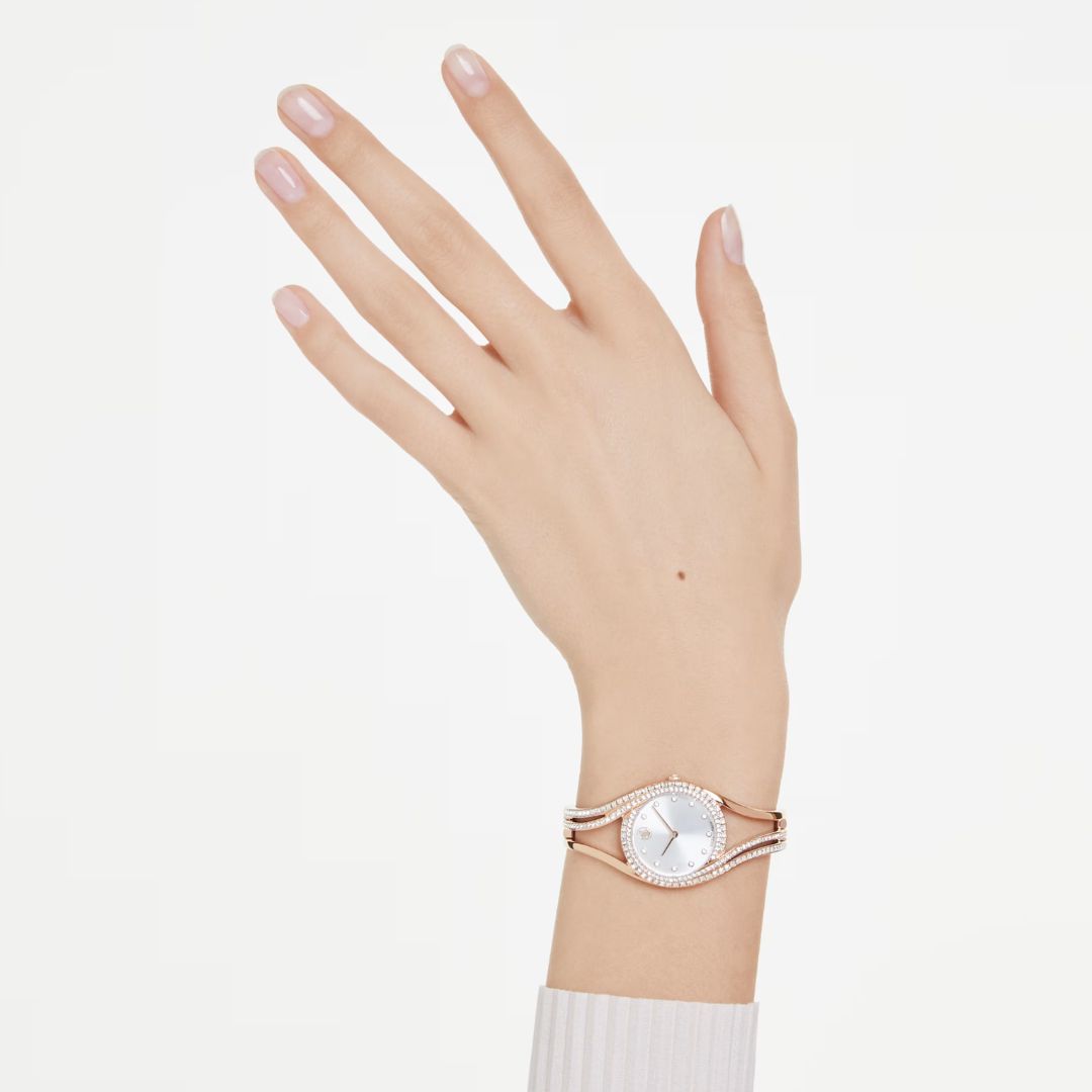 Swarovski Hyperbola bangle rannekello, ruusukullanväri ja kirkkaat kristallit, 5715465