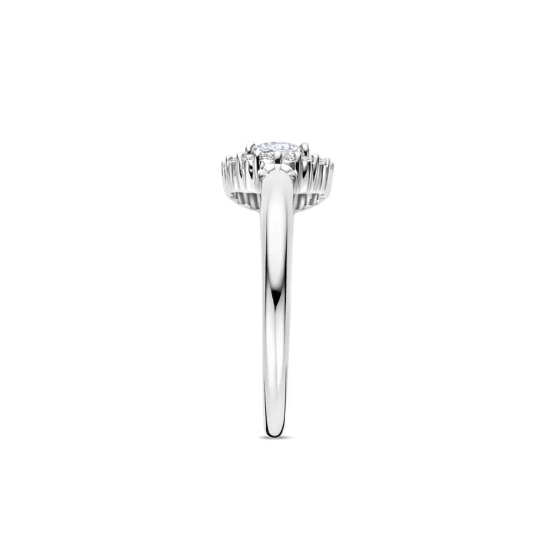 TI SENTO Classic Round sormus, hopeaa ja zirkonit, 12416ZI