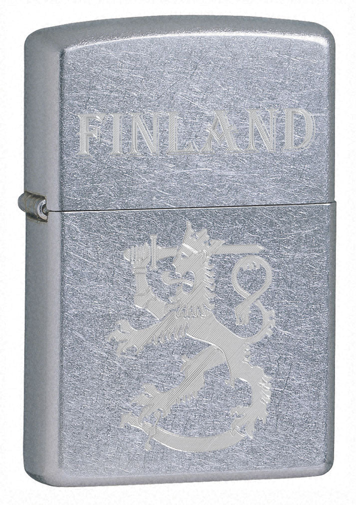 Zippo sytytin, Suomi Leijona Finland, naarmutettu kromi - Zippo - Laatukoru