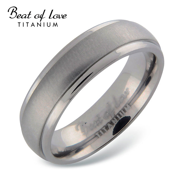 Beat of Love, titaanisormus 6 mm, matta ja kiiltävät reunat - Beat of Love - Laatukoru