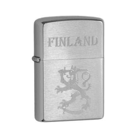 Zippo sytytin, Suomi Leijona Finland, harjattu kromi - Zippo - Laatukoru