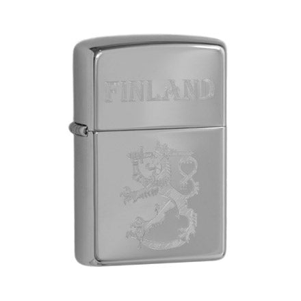 Zippo sytytin, Suomi Leijona Finland, kiiltävä kromi - Zippo - Laatukoru