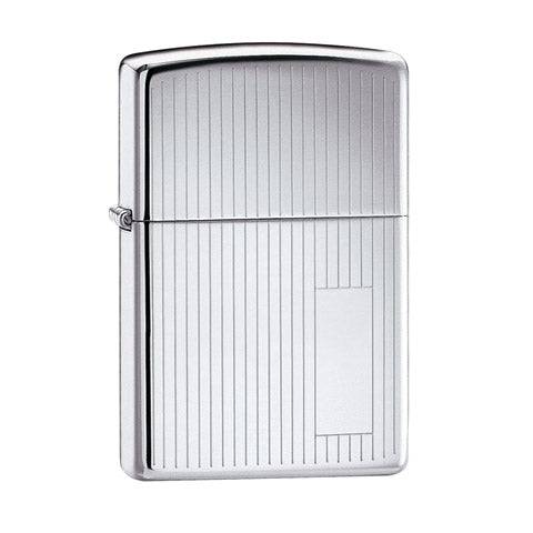 Zippo sytytin, kiiltävä kromi pystyraidoilla - Zippo - Laatukoru